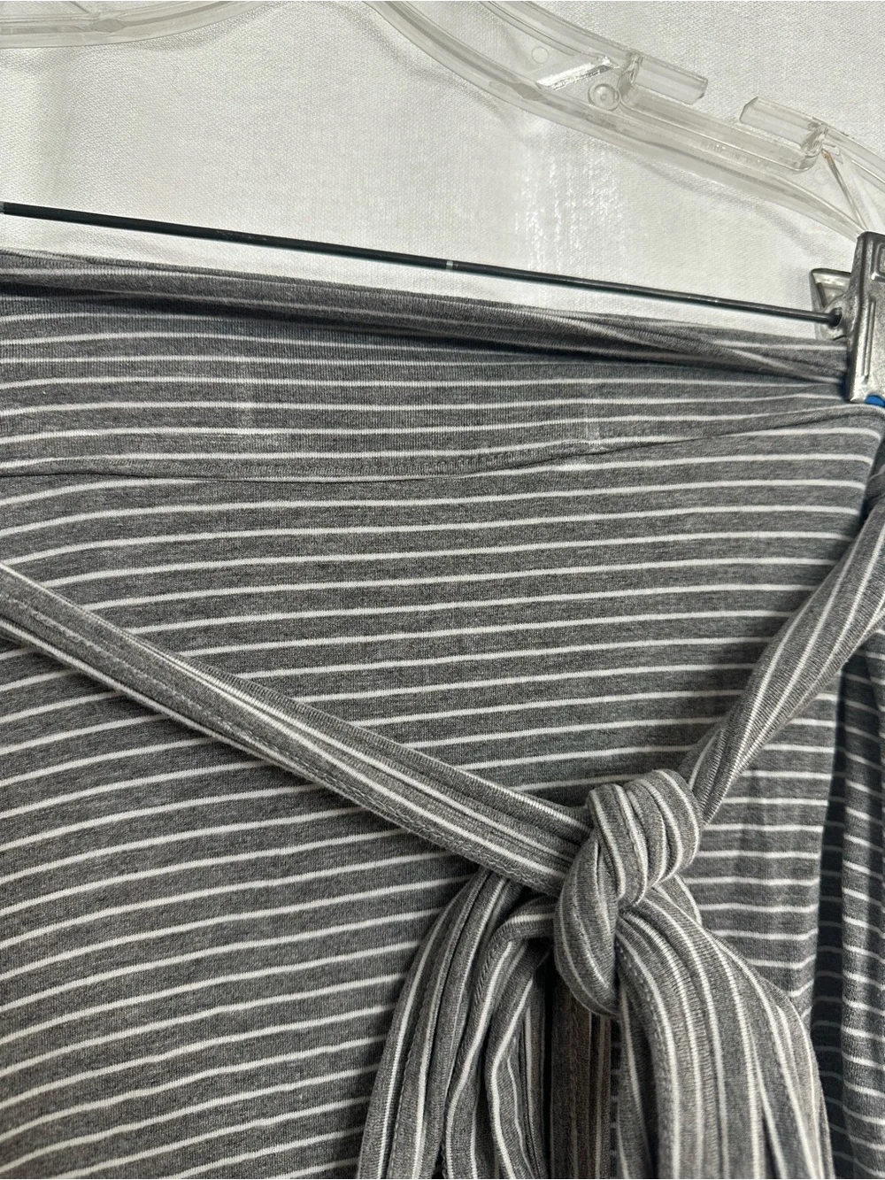GAP Gray Striped Wrap Midi Skirt with Tie Size L